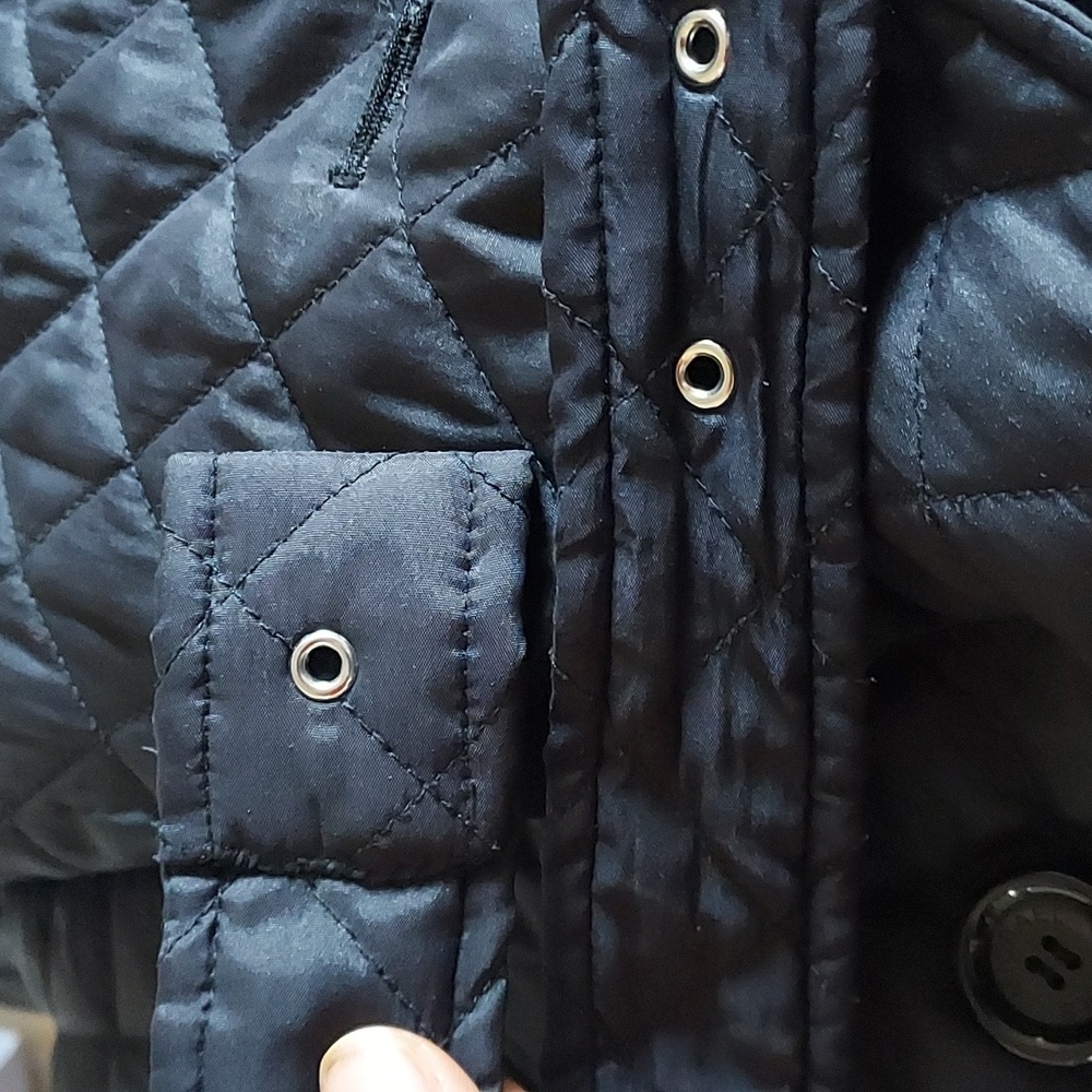Michael Kors Black Quilted Trench Coat Sz-M - Picture 8 of 8
